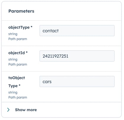 Example request parameters