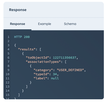 Response with association ID