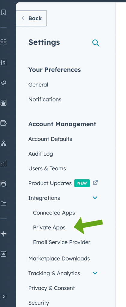 Private Apps in Settings