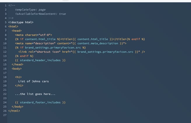 Simple HubL template