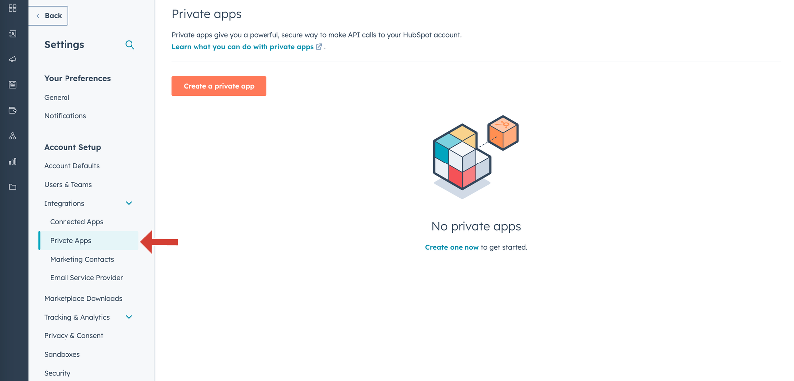Step1---Private-app---2-settings-view